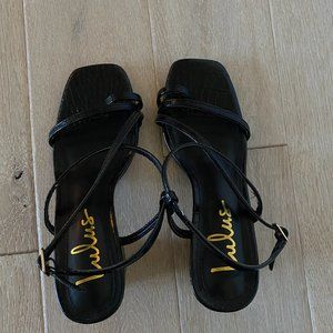 Lulu's Black Croc Strappy Heels